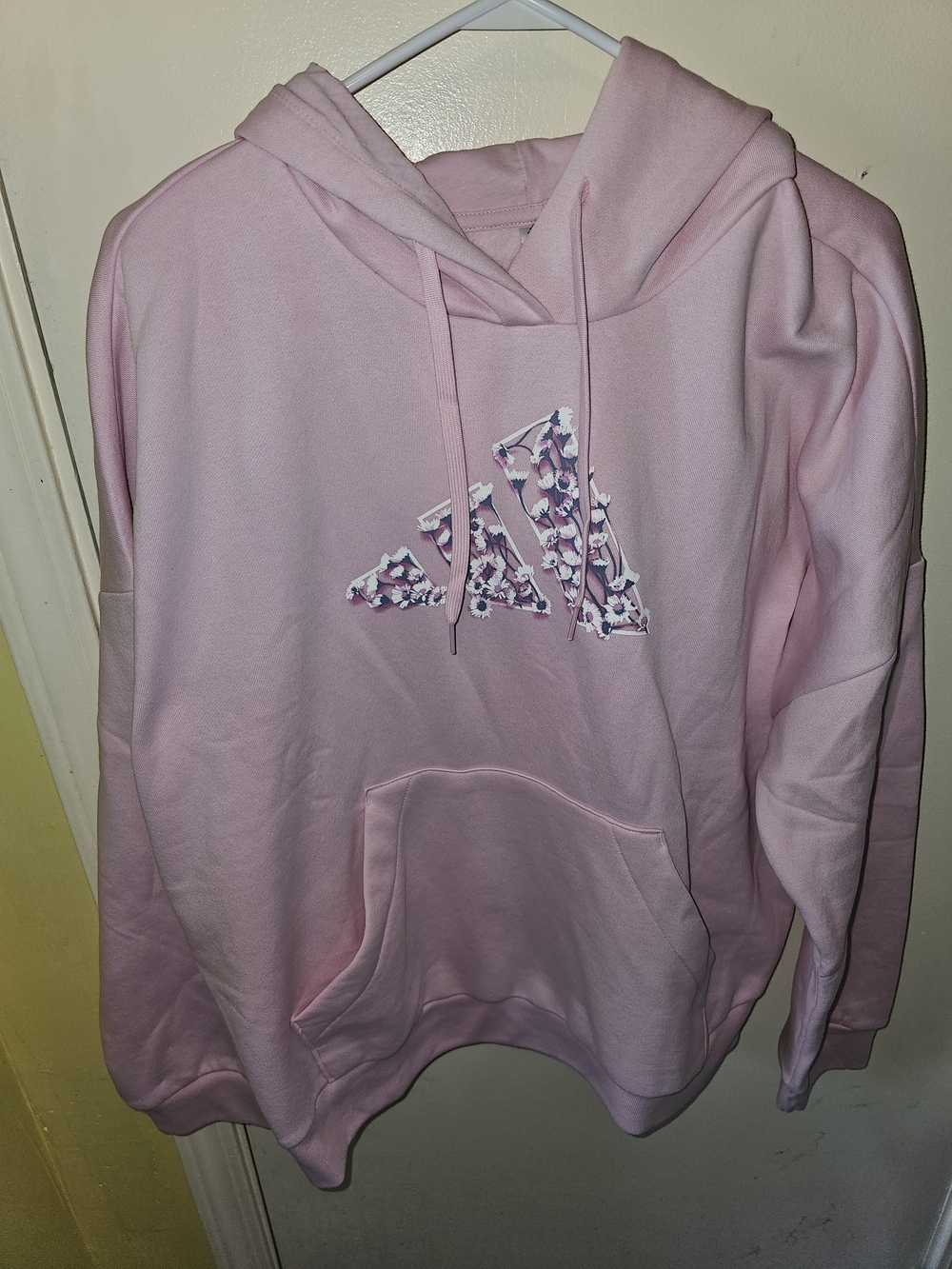 Adidas Women’s Pink Floral Logo Hoodie Sweater